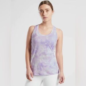 ATHLETA Nitro Tank Top Light Purple & White Tie-Dye w/Keyhole Racerback